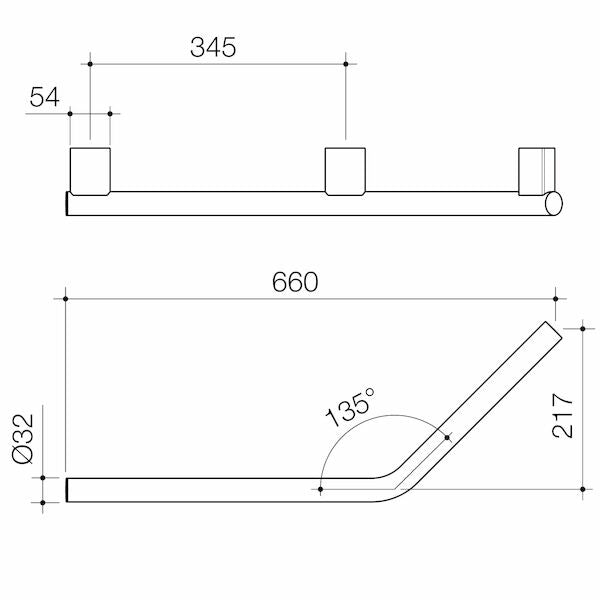 Caroma Opal® Support Rail 135 Degree Left Hand Angled