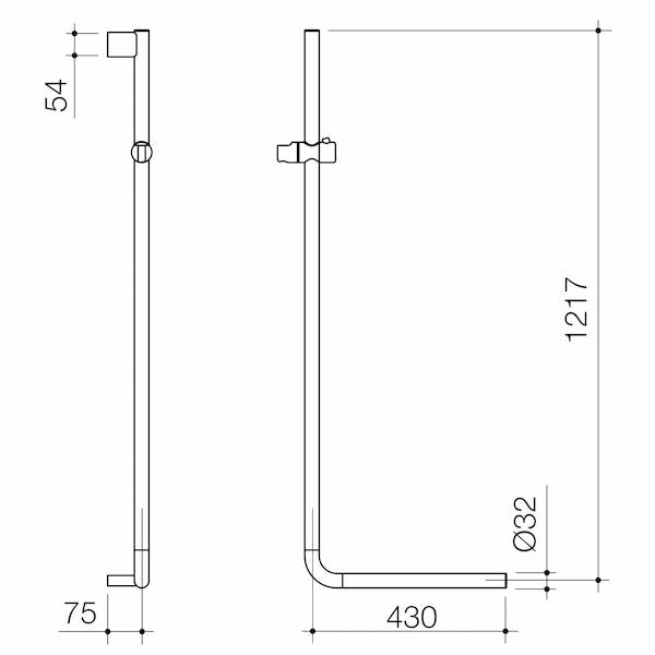 Caroma Caroma Opal® Support Shower Rail 90 Degree