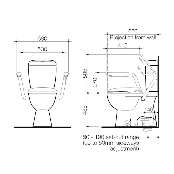 Caroma Armrest Opal 660 + Toilet Roll