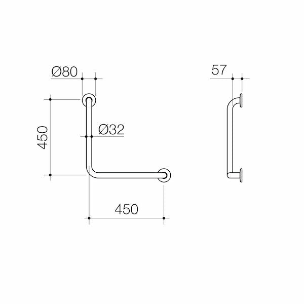 Caroma Care Support Grab Rail - 90 Degree Angled 450x450