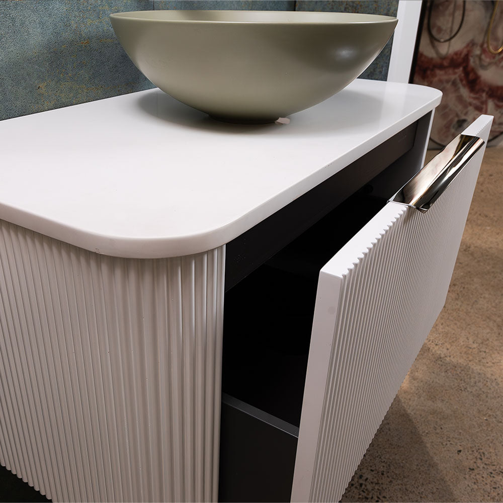 Minka Curved Satin White 750 Wall Hung Cabinet