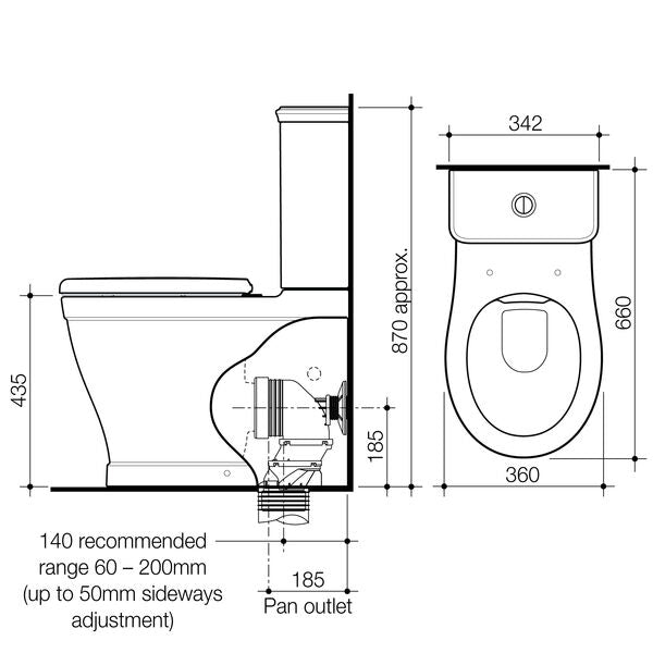 Caroma Riviere Cleanflush® Wall Faced Close Coupled Bottom Inlet Suite