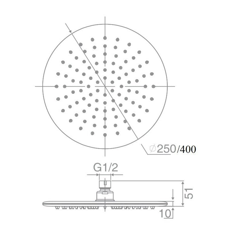 DOCCIA 250 Round Shower Head dimensions