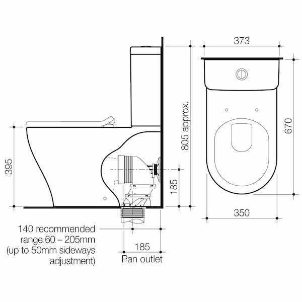 Caroma School Smart CF WFCC BI Suite with Liano Single Flap Seat