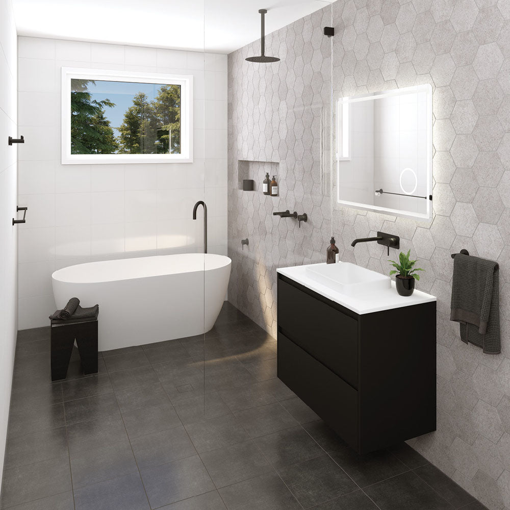 Fienza Kaya Single Towel Rail, 900mm - Matte Black