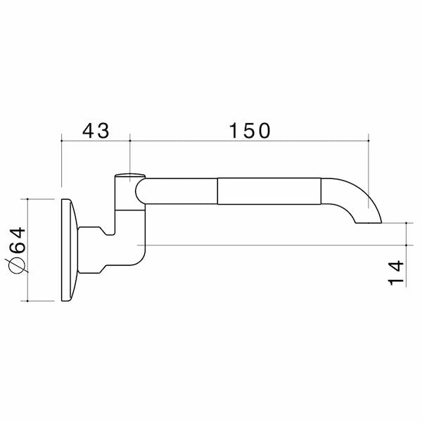 Stylus Builders Laundry Arm 150mm - Lead Free