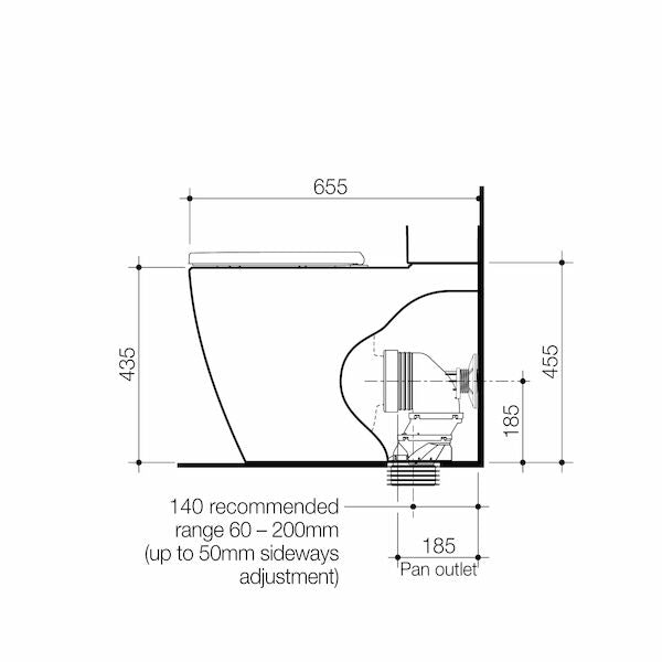 Caroma Urbane® II CleanFlush® Wall Faced Close Coupled Pan - with GermGard® (suits Back Entry Cistern)
