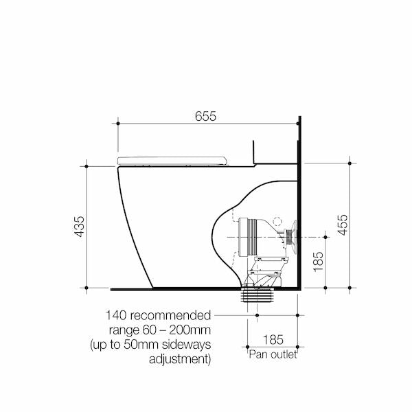 Caroma Urbane® II CleanFlush® Wall Faced Close Coupled Pan - with GermGard® (suits Back Entry Cistern)