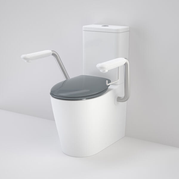 Caroma Care 660 Cleanflush Wall Faced Close Coupled Easy Height BE Suite with Armrests and Caravelle Double Flap Seat - with GERMGARD®