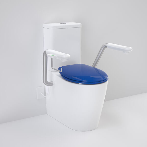 Caroma Care 660 Cleanflush WFCC Easy Height BE Suite with Nurse Call Armrests Right and Caravelle Double Flap Seat