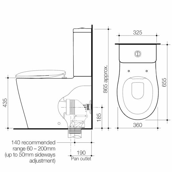 Caroma Care 660 Ambulant Cleanflush Easy Height BE Suite with Double Flap Seat (GermGard®)