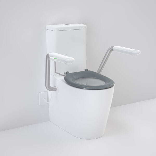 Caroma Care 660 Cleanflush WFCC Easy Height BE Suite with Nurse Call Armrests Right and Caravelle Single Flap Seat