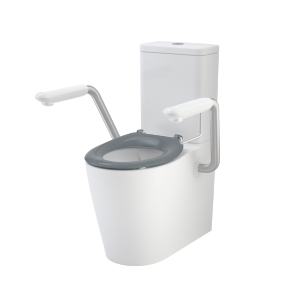 Caroma Care 660 Cleanflush WFCC Easy Height BE Suite with Armrests and Caravelle Single Flap Seat (GermGard®)