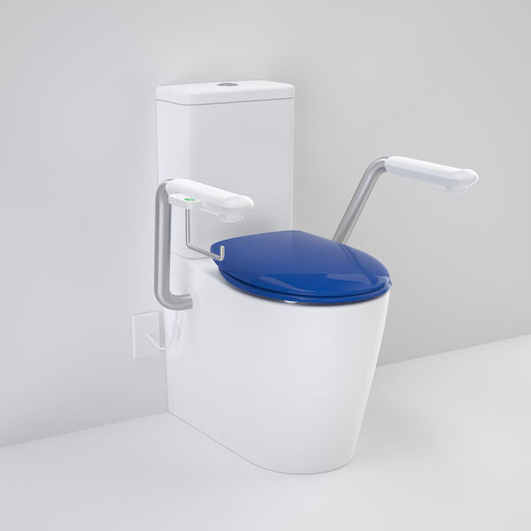 Caroma Care 660 Cleanflush WFCC Easy Height BI Suite with Nurse Call Armrests Right and Caravelle Double Flap Seat