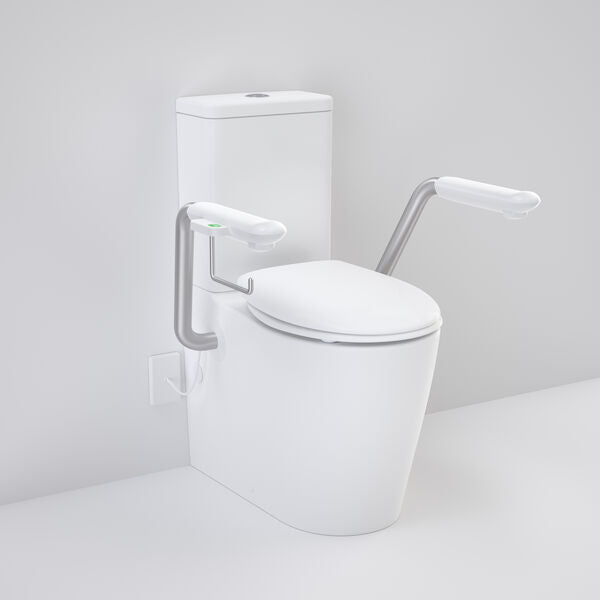 Caroma Care 660 Cleanflush WFCC Easy Height BI Suite with Nurse Call Armrests Right and Caravelle Double Flap Seat