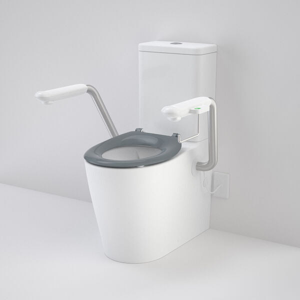 Caroma Care 660 Cleanflush Wall Faced Close Coupled Easy Height BI Suite with Nurse Call Armrests Left and Caravelle Single Flap Seat