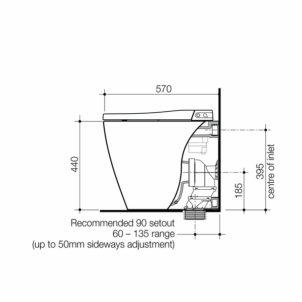 Caroma Urbane® II Bidet Cleanflush® Wall Faced Back Inlet Pan (with GermGard®)