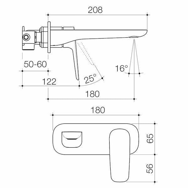Caroma Contura® II Wall Basin/Bath Mixer 180mm