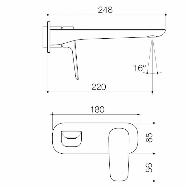 Caroma Contura II Wall Basin/Bath Mixer 220mm - Trim Kit