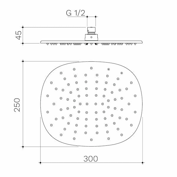 Caroma Contura® II Rain Shower 300mm