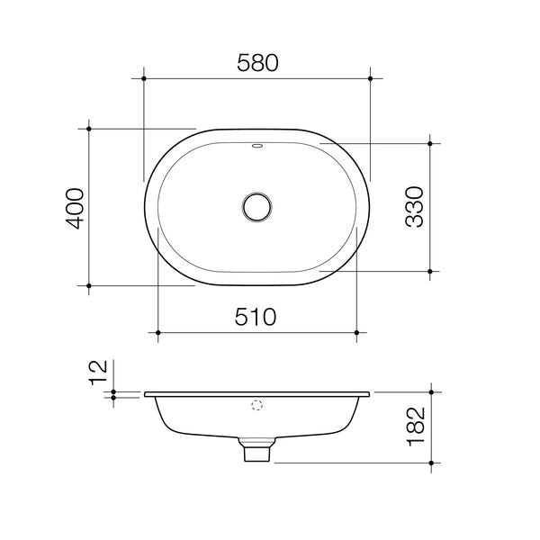 Caroma Liano II 580mm Pill Under/Over Counter Basin  (with Overflow)