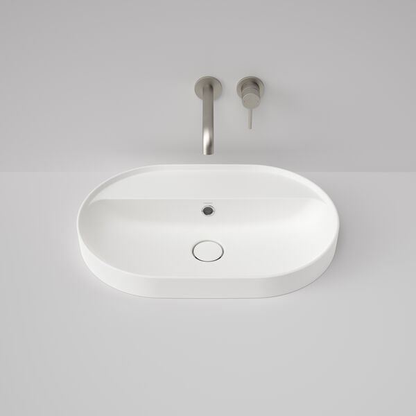 Caroma Liano II 600mm Pill Inset Basin with Tap Landing (0 Tap Hole)  (with Overflow)