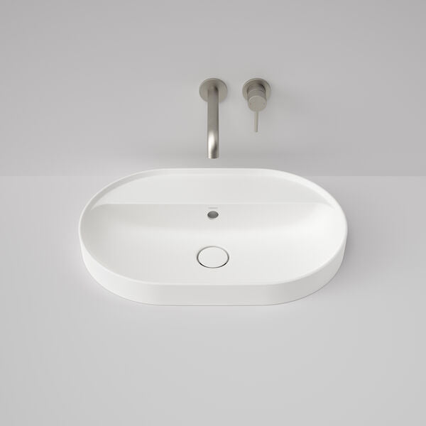 Caroma Liano II 600mm Pill Inset Basin with Tap Landing (0 Tap Hole)  (with Overflow)