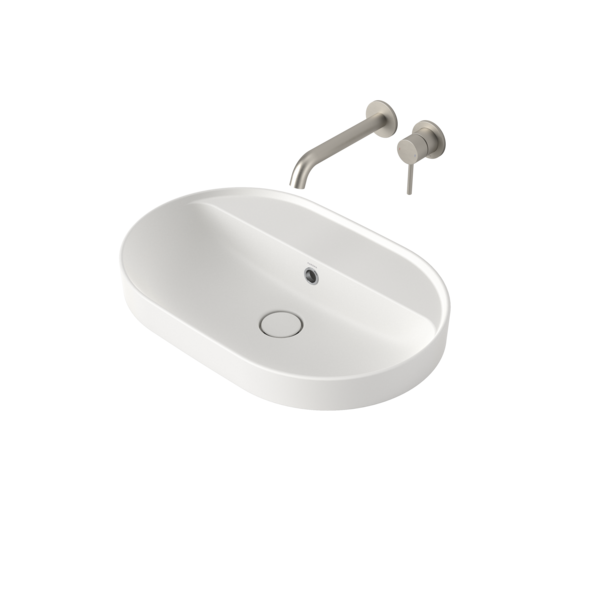 Caroma Liano II 600mm Pill Inset Basin with Tap Landing (0 Tap Hole)  (with Overflow)