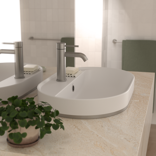 Caroma Liano II 600mm Pill Inset Basin with Tap Landing (0 Tap Hole)  (with Overflow)