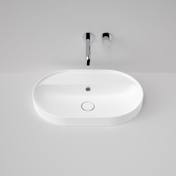 Caroma Liano II 600mm Pill Inset Basin with Tap Landing (0 Tap Hole)  (with Overflow)
