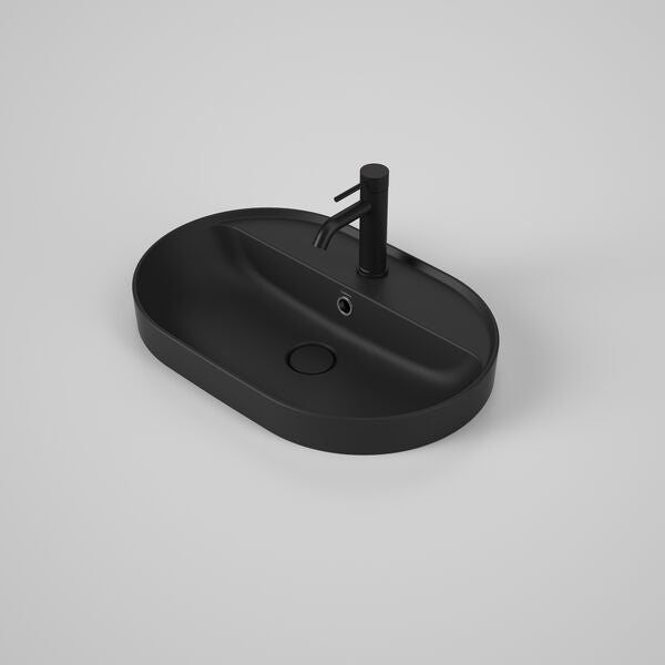 Caroma Liano II 600mm Pill Inset Basin with Tap Landing (1 Tap Hole)  (with Overflow)