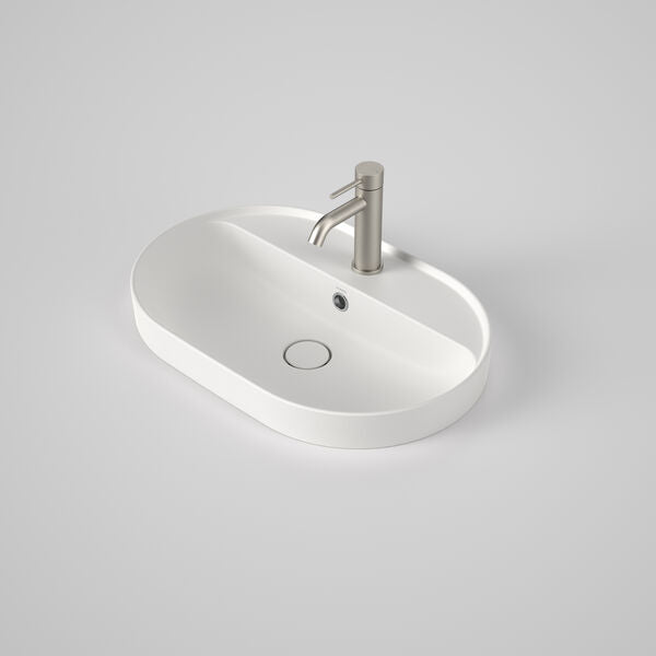 Caroma Liano II 600mm Pill Inset Basin with Tap Landing (1 Tap Hole)  (with Overflow)