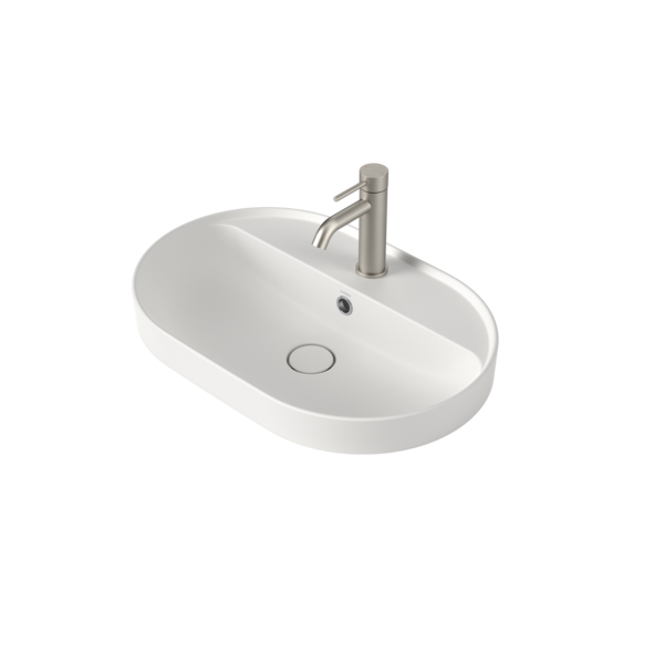 Caroma Liano II 600mm Pill Inset Basin with Tap Landing (1 Tap Hole)  (with Overflow)