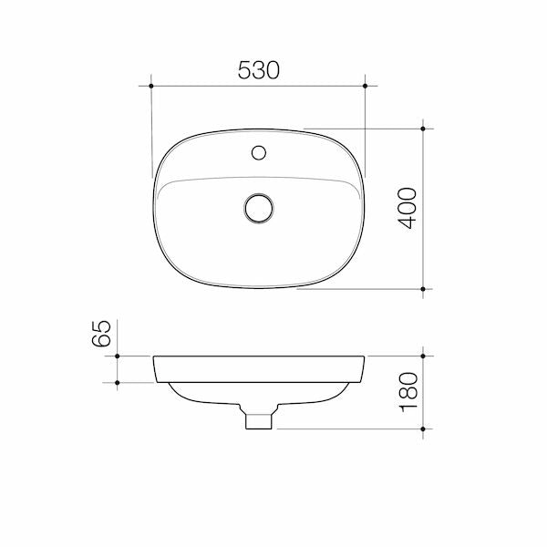 Caroma Contura® II 530mm Inset Basin with Tap Landing (1 Tap Hole)