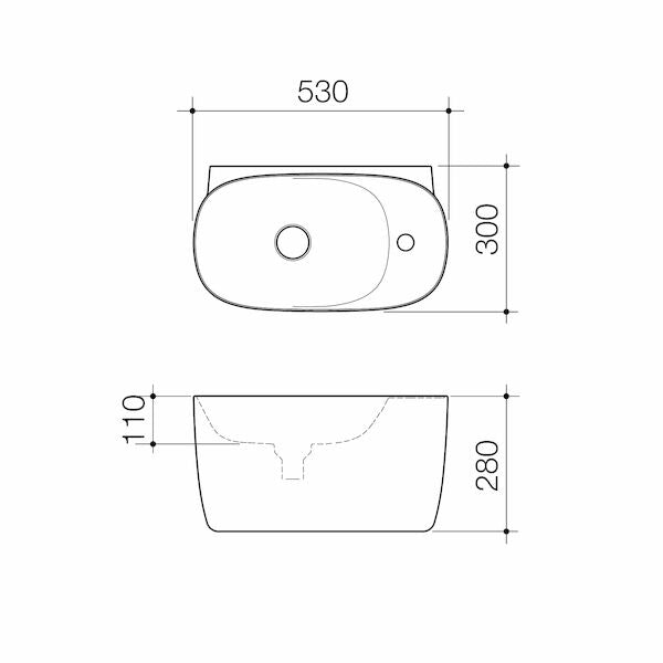 Caroma Contura® II Hand Wall Basin (1 Tap Hole)