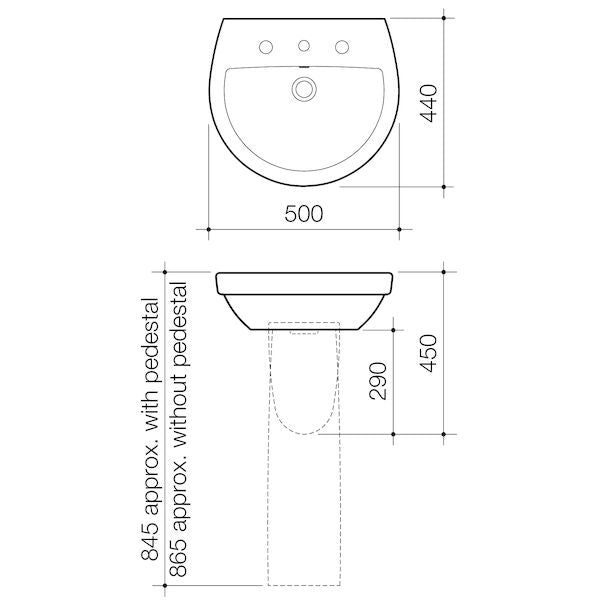 Caroma Cosmo Wall Basin - 1TH
