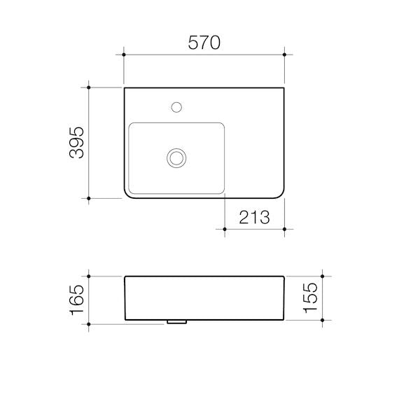 Caroma Cube Extension Wall Basin RHS 0TH