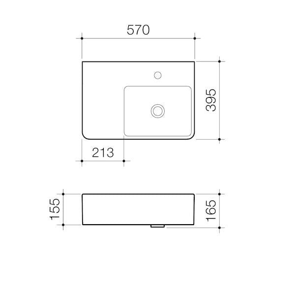 Caroma Cube Extension Wall Basin RHS 0TH