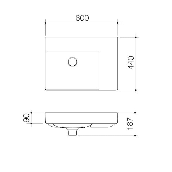 Caroma Urbane® II Right Hand Shelf Wall Basin (No Tap Hole)
