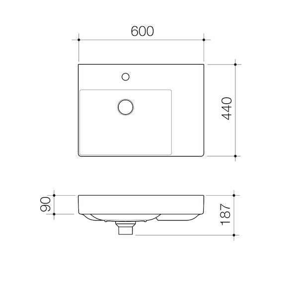 Caroma Urbane® II Right Hand Shelf Wall Basin (No Tap Hole)