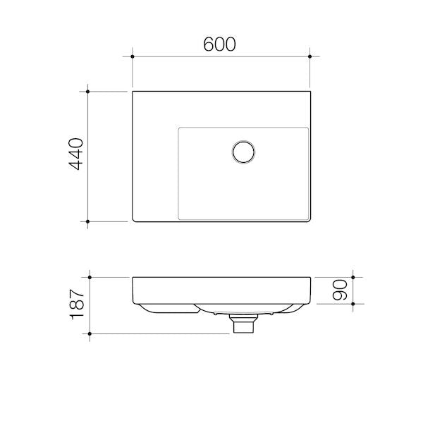 Caroma Urbane® II Left Hand Shelf Wall Basin (No Tap Hole)