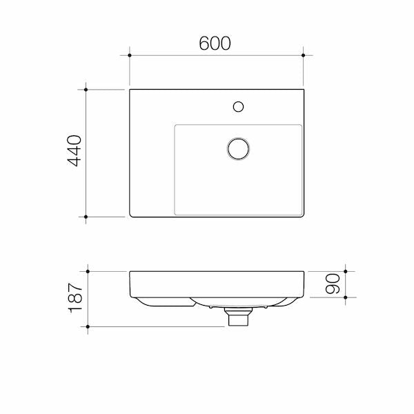 Caroma Urbane® II Left Hand Shelf Wall Basin (No Tap Hole)