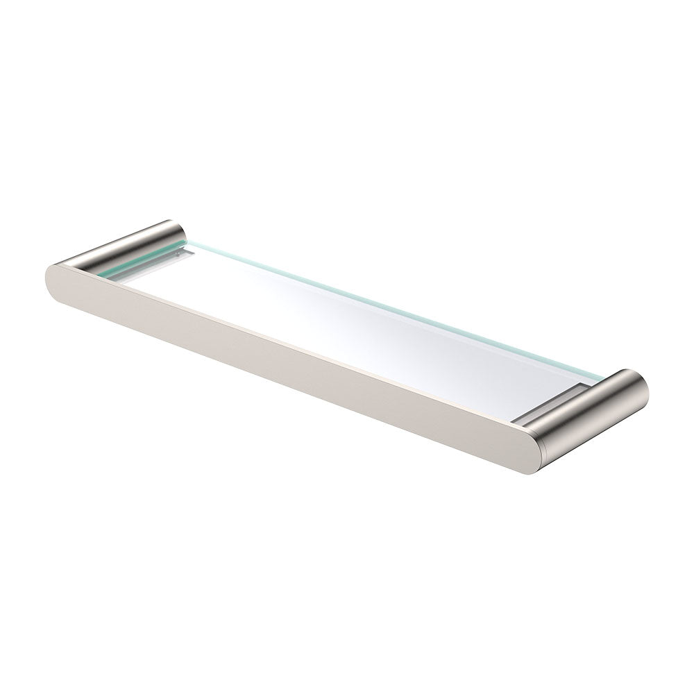 Fienza Empire Slim Glass Shelf - Brushed Nickel