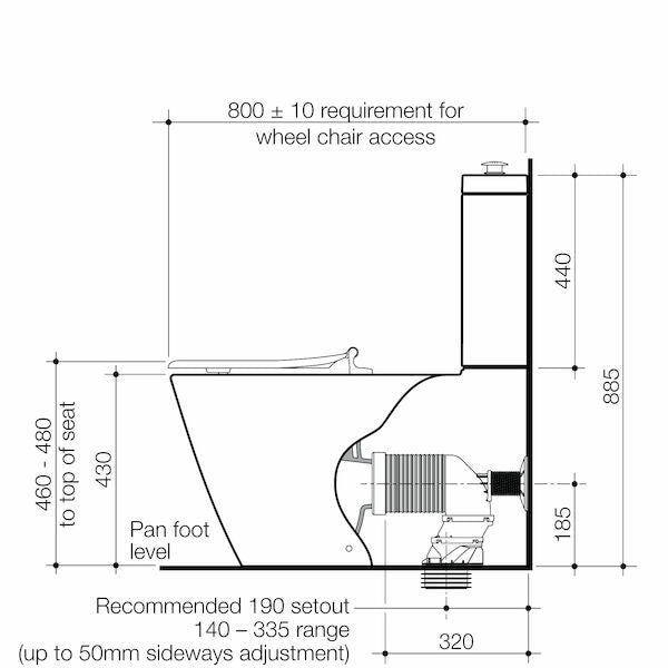 Caroma Care 800® Cleanflush® Wall Faced Toilet Suite - SF AG - with GermGard®