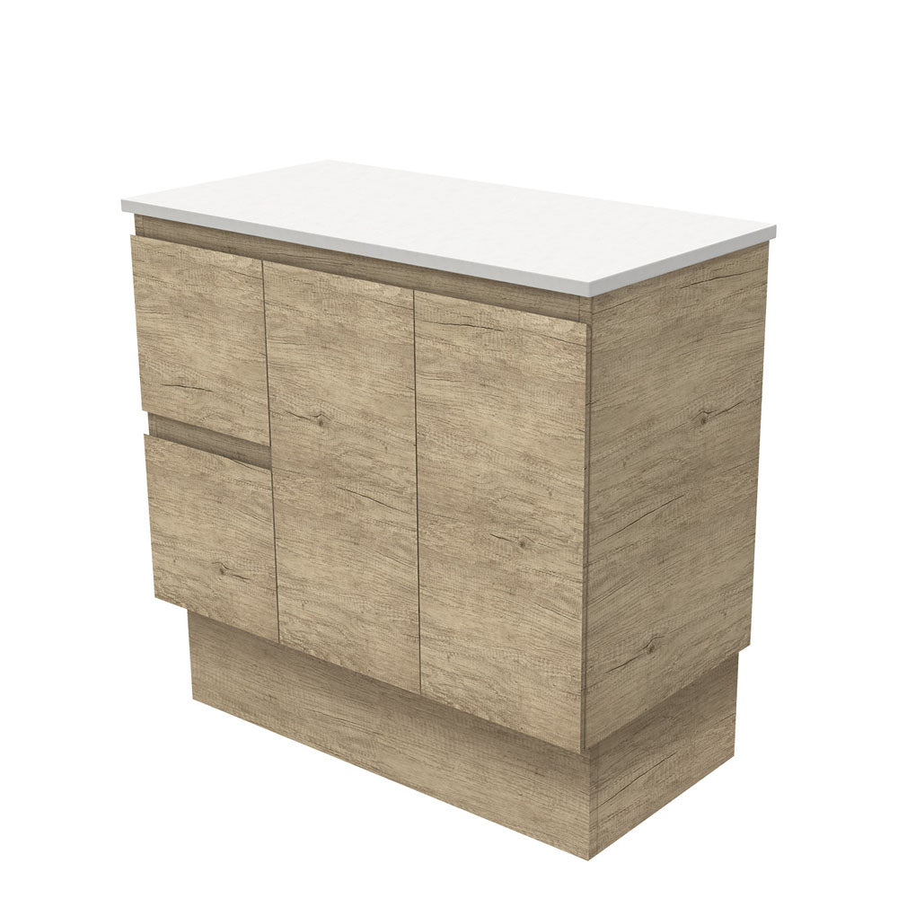 Edge Scandi Oak 900 Cabinet on Kickboard, Left Hand Drawers