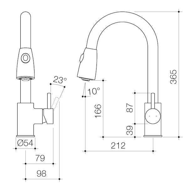 Caroma Husk Retractable Dual Spray Sink Mixer - Lead Free