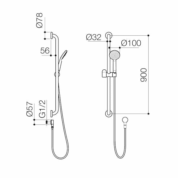 Caroma Care Support Shower Set - 900mm Rail