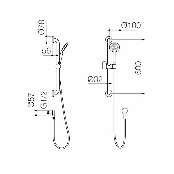 Caroma Care Support Shower Set - 600mm Rail