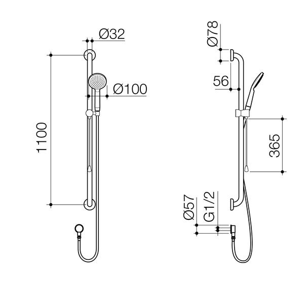 Caroma Care Support Accessible Shower Set - 1000mm Rail