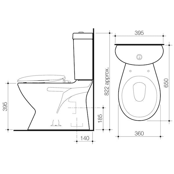 Caroma Profile 4 Close Coupled Toilet Suite - S Trap - Bottom Inlet, Std